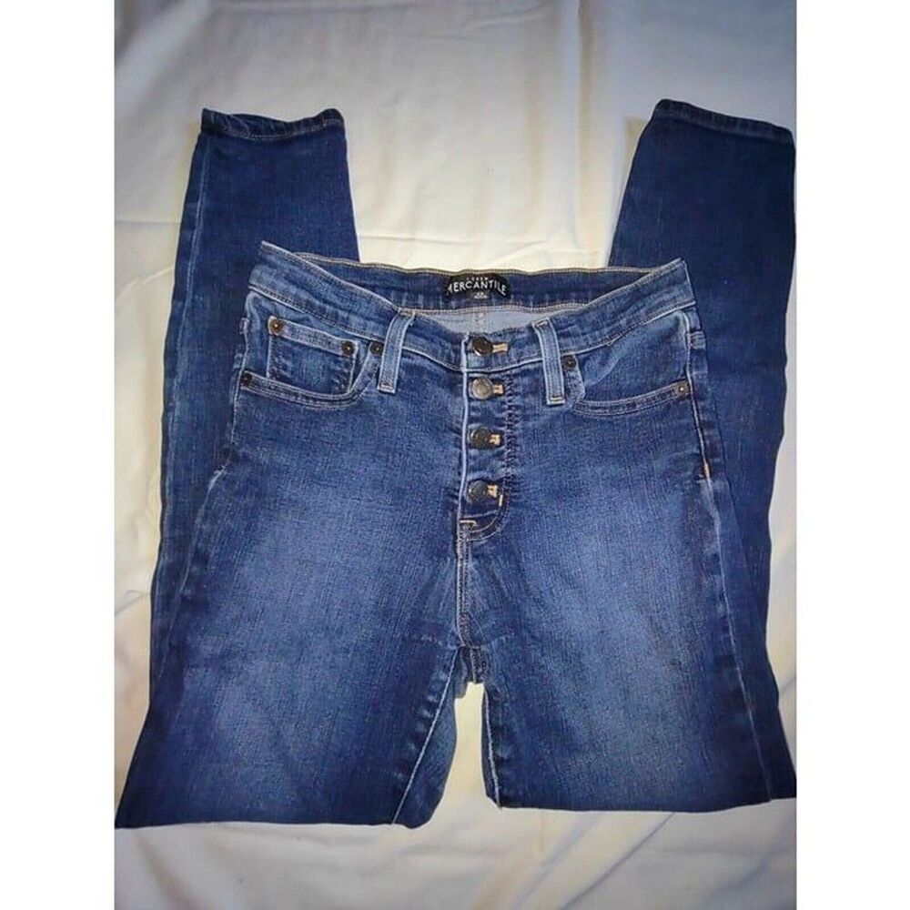 J Crew Size 26 Waist Skinny Denim Blue Jeans J6583 Mercantile Stretch